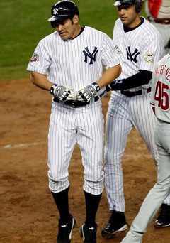 Johnny Damon after tweaking his leg and pulling himself out of Game Six of the 2009 World Series.