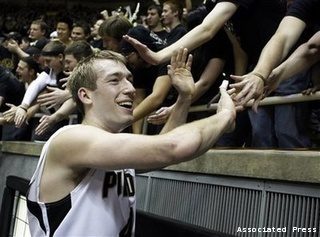 Robbie Hummel celebrates the win over WVU