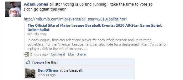 No comment necessary, from the Adam Jones facebook page No comment necessary, from the Adam Jones facebook page